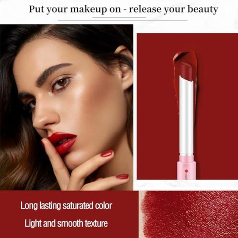 4 Colors Tube Lipstick, Little Lipstick Set, Labiales Mate Velvet Lipstick Moisturizer & Smooth, Red Lip Stain Long Lasting 24 Hours Waterproof Lip Tinet