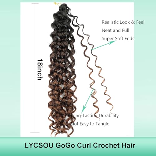 18 Inch Curly Crochet Hair for Black Women - 8 Packs, Boho Beach Wave
