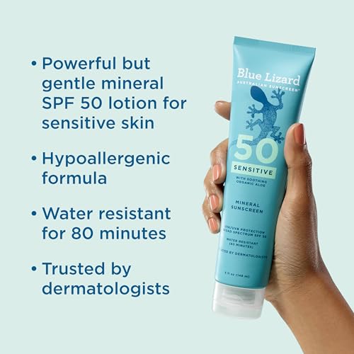 Blue Lizard Mineral Sunscreen SPF 50+ 5 Fl Oz Tube Pack of 2 Water Resistant Fragrance Free Sensitive Skin
