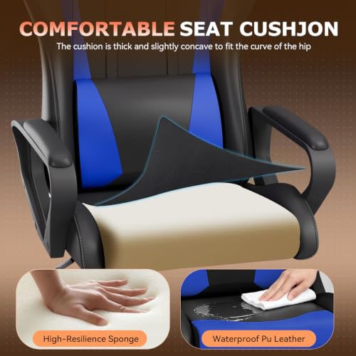 Blue Ergonomic Gaming Chair for Adults, Racing Style, Adjustable, BestOffice - Style1