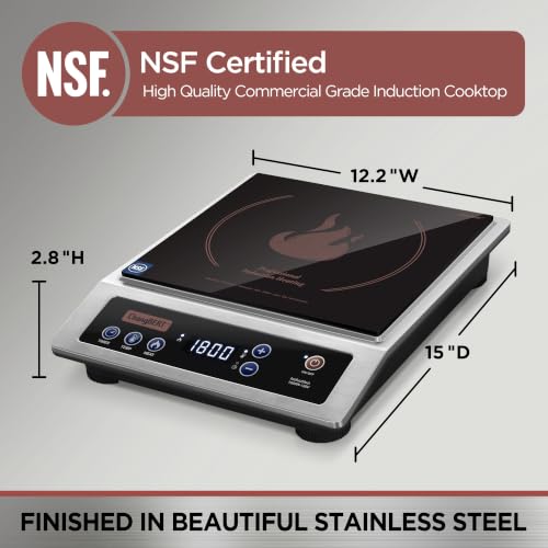 ChangBERT 1800W Induction Cooktop with Large Coil Burner, NSF Certified