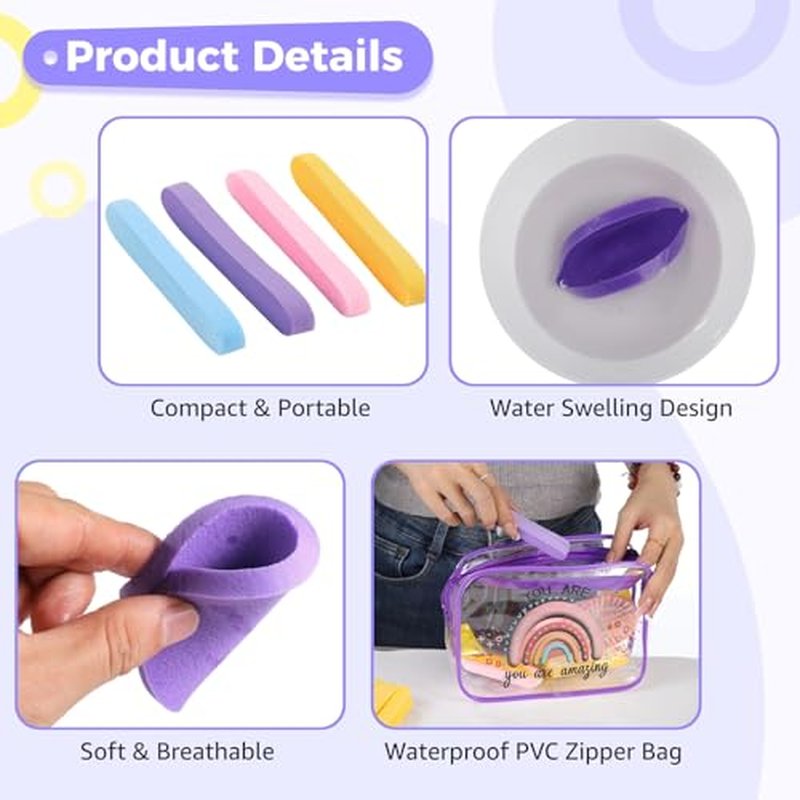 480 Pack Compressed Facial Sponges, Disposable Face Sponge for Cleansing, 4 Colors Expanding Face Pads with Waterproof PVC Zipper Bag