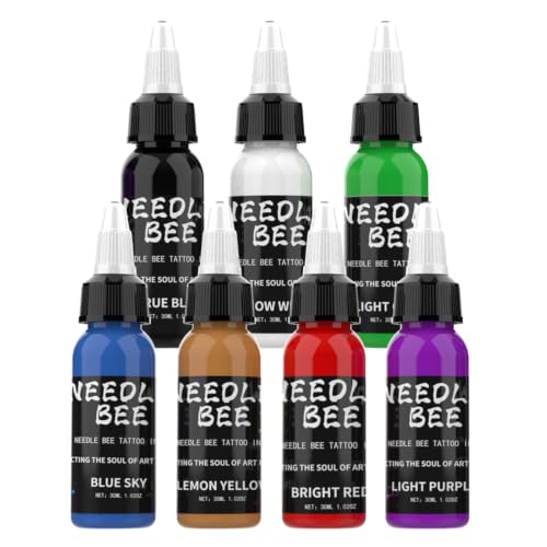 Gold Plume MS-30-7 7-Color Tattoo Ink Set 1oz Pigment Kit for Professionals & Beginners