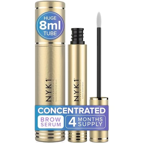 NYK1 CONCENTRATED Eyebrow Growth Serum For Thicker Brows (XL - 8ml) BrowForce Eyebrow Serum To Grow Brows Fuller Thicker Natural Eye Brow - Advanced Brow Growth Serums Formula For Eyebrows Regrowth