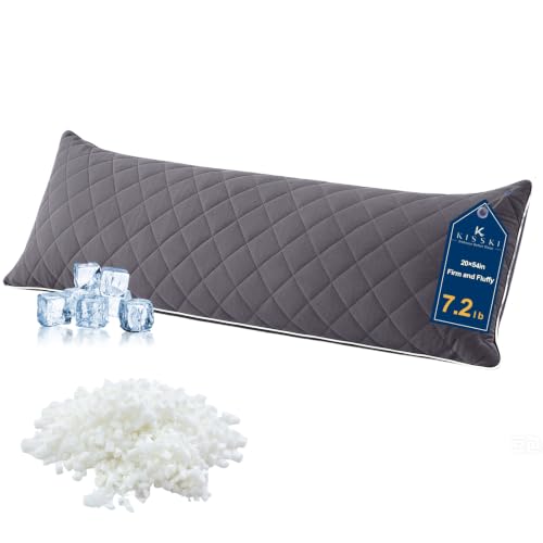 KISSKI Cooling Body Pillow for Adults Dark Gray Adjustable Memory Foam Long Pillow