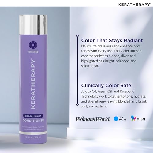 KERATHERAPY Keratin Infused Totally Blonde Violet Toning Conditioner, 10.1 fl. oz., 300 ml - Keratin Therapy Purple Conditioner for Blonde Hair, Brassy, Silver, & Highlighted - Sulfate & Paraben Free