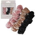 Pink Beige Black Cotton Velvet No Slip Scrunchies - Small 3 Pack