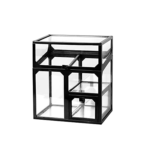 Luxury Glass Cosmetic Organizer with Pearls for Makeup Brushes & Lipsticks