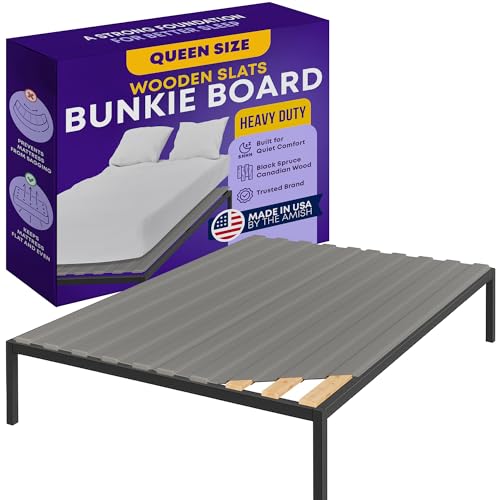 Heavy Duty Wooden Queen Bed Slats Support with Cover - Replacement for Platform Bed Frame
