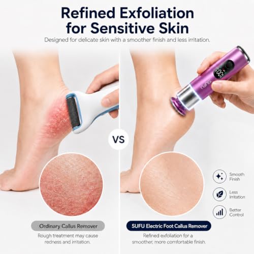 Pink 2-in-1 Electric Foot Callus Remover with Digital Display - Cordless Rechargeable Pedicure Tool
