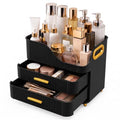 Booklov Large Makeup Organizer with 2 Drawers, Tall Bottle Storage - Black M01