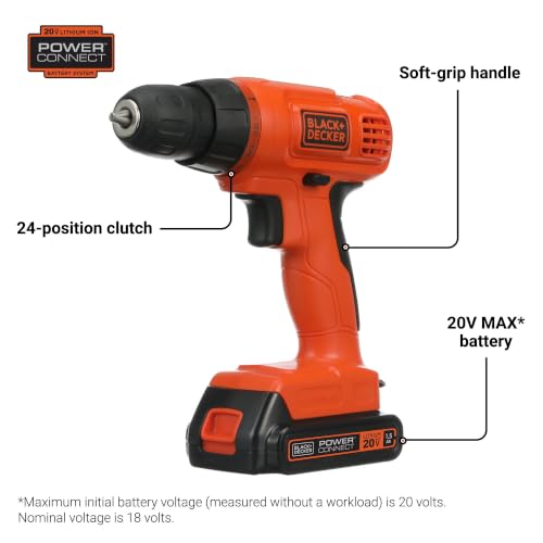 Cordless Drill Driver Kit with 100-Piece Bit Set - Drill Project Kit - Orange