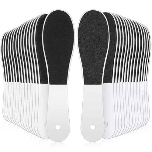 Lothee 30 Pack Double Sided Foot File Callus Remover - Pedicure Tool for Dead Skin & Cracked Heels, White, Variation 30
