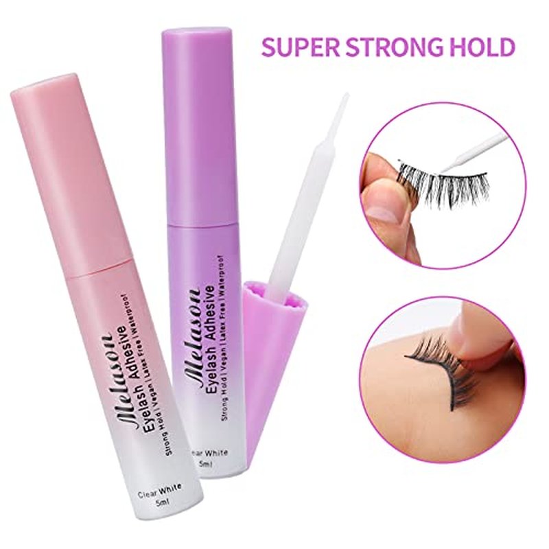 Best Eyelash Glue,Super Strong Hold Eyelash Adhesive,Fast Drying,Latex Free Vegan Waterproof Hypoallergenic Strip Lash Adhesive,Suitable for Senstive Eyes, 2pcs/Pack, 5mlx2 0.34fl.oz