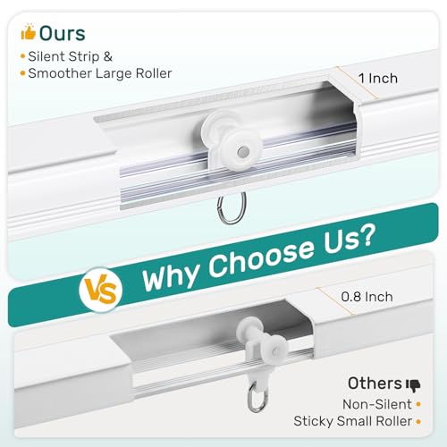 Houmiggle 12-15 Ft White Ceiling Curtain Track Heavy Duty Wall Mount Rail