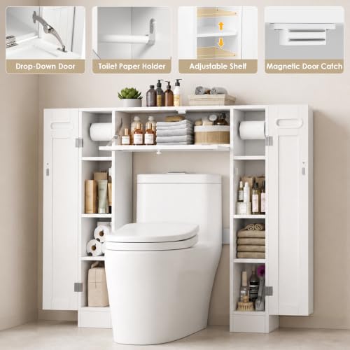 Keyluv Short Over-the-Toilet Cabinet with Doors – Low-Profile Bathroom Storage