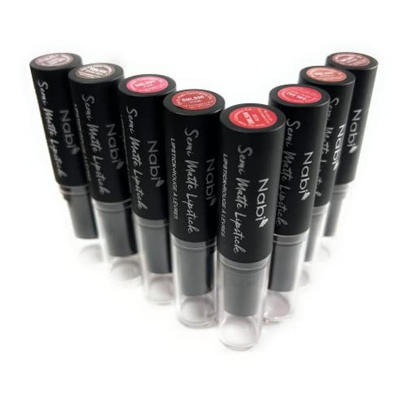 48 pcs 8 Colors Nabi Semi Matte Lipstick, Smooth Application and Won¡¯t Dry Out Lips, Included Display Box (Wholesale Lot)