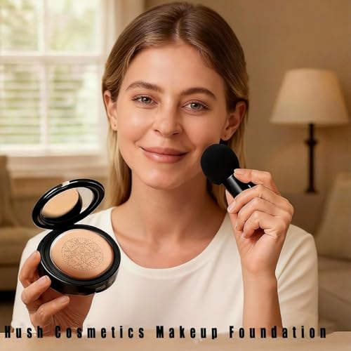 Makeup Foundation for Older Women, Moisturizing Concealer Long-Lasting Full Coverage, Mushroom Head Air Cushion CC Cream(Natural) (1 pcs)