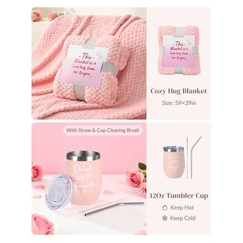 Belloxis Valentines Day Gifts for Her 15Pcs Spa Gifts for Women Self Friend Care Gift Baskets Get Well Soon Presents Pink Rose Care Relaxing Package Basket Set Valentine for Mom Sister Wife Grandma