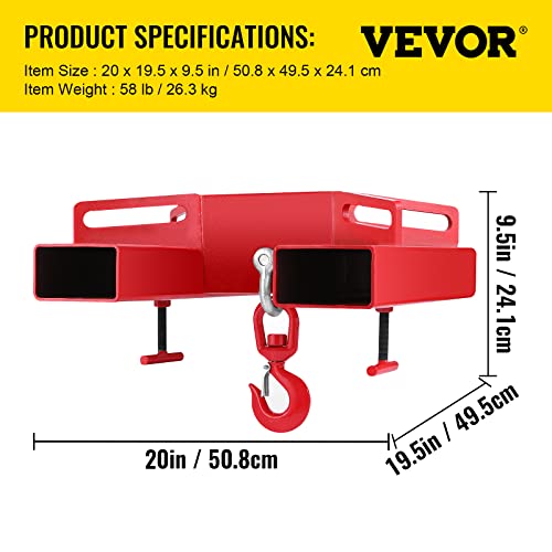 6600LBS Forklift Lifting Hook with Swivel, Heavy Duty Carbon Steel, Red