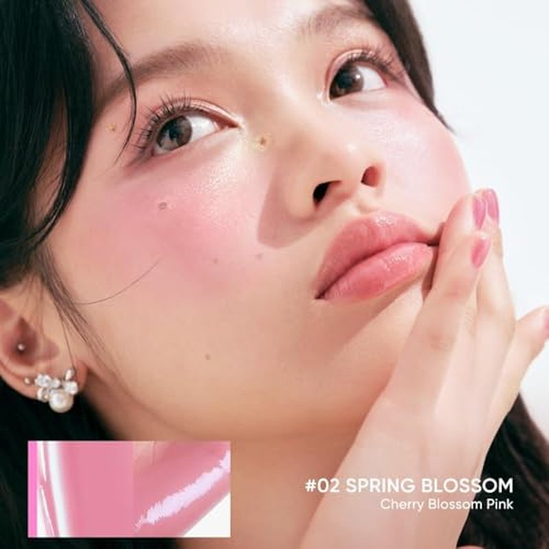 JUDYDOLL Glow Blush Balm, 85% Essence-Infused & Hydrating Cream Blush, Buildable & Non-Patchy Cheek Color with Puff, Dewy Finish, Lightweight Blush for Cheeks, Cool Toned Blush (02 Spring Blossom)