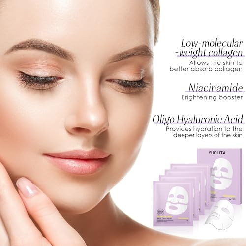 Deep Collagen Jelly Gel Face Mask,Bio-Collagen Facial Mask for Glass Glow Skin,Hydrating Hydrogel sheet Overnight Mask, low molecular weight collagen for lifting, firming, and moisturizing