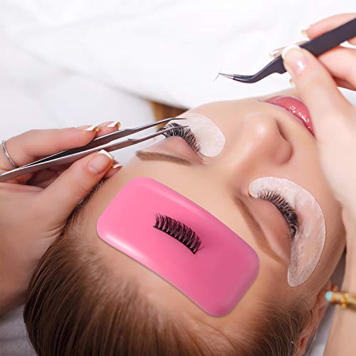 Blulu 4 Pcs Silicone Lash Pads Eyelash Extension Holder Pallet False Lashes Holder Grafting Gasket Pallet Tools for Fake Eyelash Adhesive, Pink and Transparent