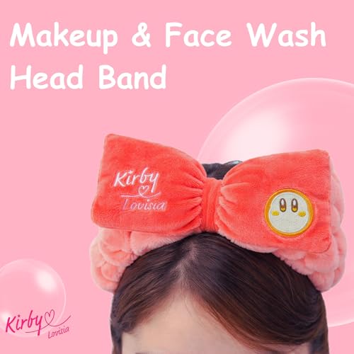 Lovisia Kirby Kawaii Face Wash Headband - Pink, Orange, Purple, Official Licensed Makeup & Skincare Headband for Girls & Women