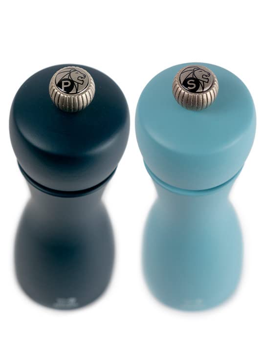 Peugeot Tahiti Salt & Pepper Mill Set - Midnight & Azure Blue, 6-Inch
