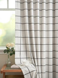 Black Pinch Pleated Curtains - Buffalo Plaid Linen Drapes, Thermal Insulated, 40W x 84L, 2 Panels Set
