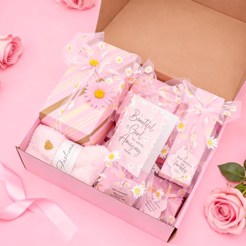 9 PCS Trendy Stuff Gifts for Tween & Teen Girls, Valentine's Day Gift Box makeup kit & makeup set, Birthday Gifts for Granddaughter Daughter Niece Ages 8-16, with Empowering Tasks