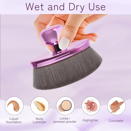 Blend & Blur Extra Large Kabuki Makeup Brush for Body & Legs - Purple Bag