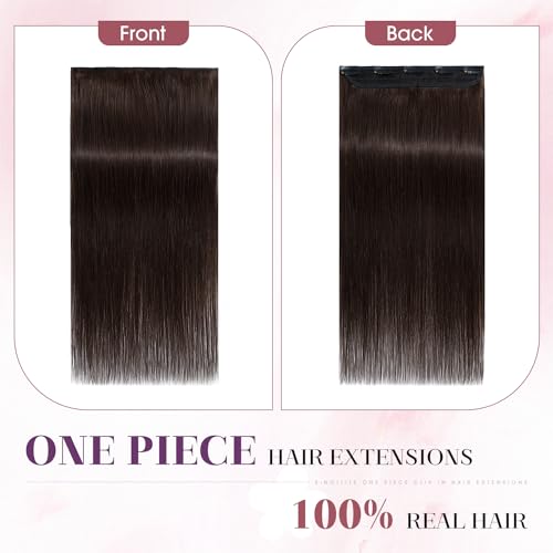 Dark Brown 10-Inch 40g One-Piece Clip-In Human Hair Extensions - Easy Volume & Length