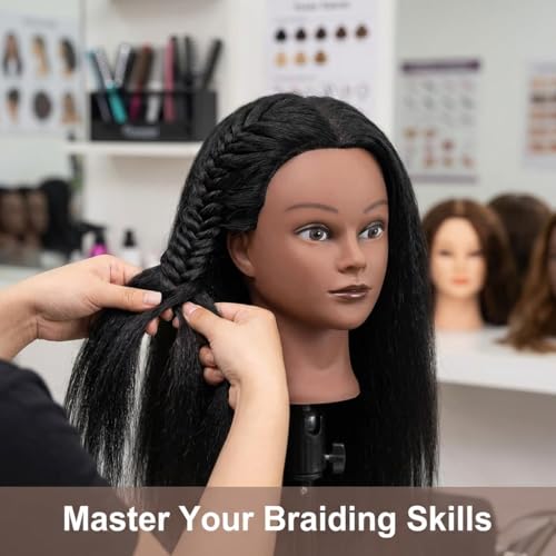 100% Real Hair Mannequin Head for Cosmetology Hair Styling Practice - 16 Inch
