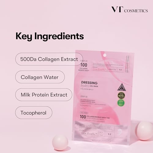 VT COSMETICS Collagen Reedle Shot 100 1.69 Fl Oz&Collagen Reedle Shot 100 2-Step Hydrogel Mask 4pcs