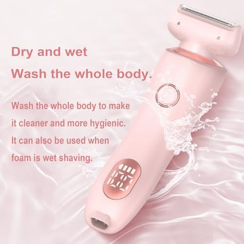 2 in 1 Elegance Portable Electric Shaver for Women - Wet & Dry Use for Armpit, Private Parts, Legs, Arms (Pink)