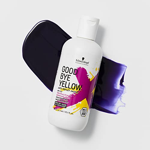 Schwarzkopf Professional Goodbye Yellow Purple Shampoo – Neutralizing Brightening Wash for Blonde & Gray Hair, 10.1 Fl Oz