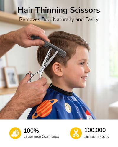 ULG 8pcs Kids & Family Hair Cutting Scissors Kit with Safety Round Tips