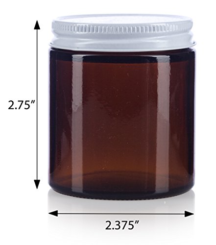 JUVITUS 4 oz Amber Glass Jar with Airtight White Metal Lid - Reusable Storage