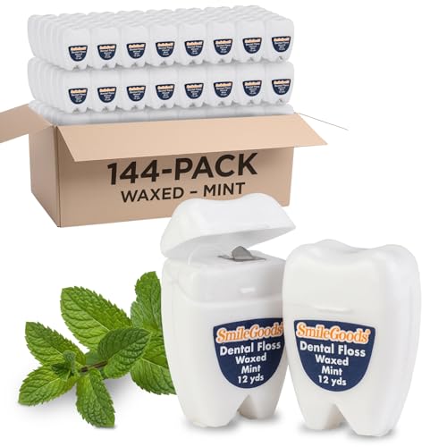 Practicon SmileGoods Molar Shaped Waxed Dental Floss 144 Pack - Travel & Kids
