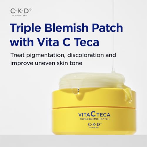 CKD Vita C TECA Triple Blemish Under Eye Gel Patches - Large Hydrogel for Dark Spots