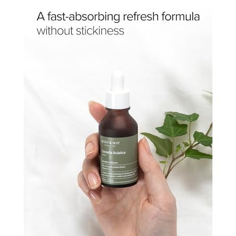 Mary&May Centella Asiatica Serum - 95% of Cica Extracxt for Instant Skin Soothing, Regeneration, and Elasticity Improvement - Korean Face Serum, Fragrance-Free, 1.01 fl.oz.