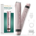 Bikini Trimmer for Women, 2 in 1 Electric Shaver Dual Head Bikini Trimmer for Women IPX7 Waterproof Body Hair Trimmer and Facial Hair Remover for Bikini Leg Arm Body Face, Pink 002