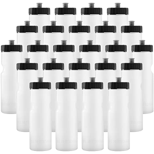 22 oz Water Bottles Bulk Pack - Clear Sports Squeeze 24-Pack