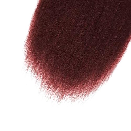 AiPliantfis #99J Burgundy 14 Inch Yaki Straight Human Hair Bundles - Brazilian Virgin Remy