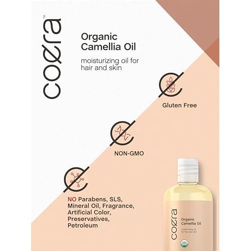 Coera Camellia Seed Oil Organic | 8 fl oz | Moisturizing Oil for Hair and Skin | Free of Parabens, SLS, & Fragrances