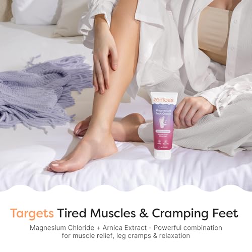 ZenToes Magnesium Cream with Arnica 4.2 oz Pack of 2 for Relaxation & Tired Feet