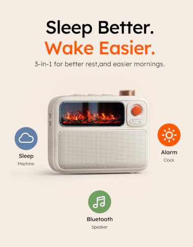 White Noise Machine with Bluetooth Speaker & Alarm Clock - Bedside Relaxation