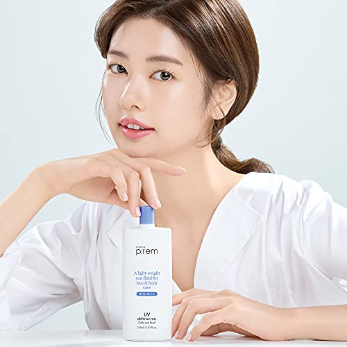 MAKEPREM Defense Me Daily Vegan Sun Fluid SPF 50+ PA++++ Broad Spectrum Sunscreen, Hydrating & Non-Greasy for Sensitive Oily Skin, 150ml