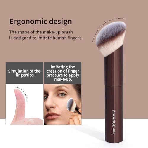 MAANGE 20 PCS Foundation Makeup Brush Set, Double-ended Kabuki Contour Brush for Liquid Powder Concealer Blending Blush Face Makeup Tools (Coffee)